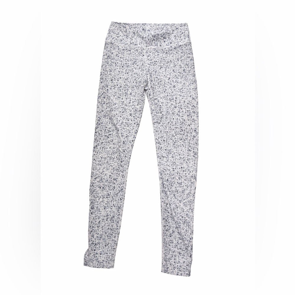 Fabletics High Waist Abstract Print Leggings Black White Stretch Activewear